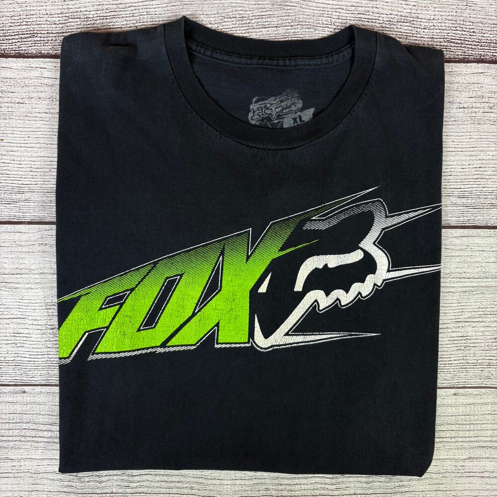 Y2k Fox Motocross Racing Black Graphic T-shirt